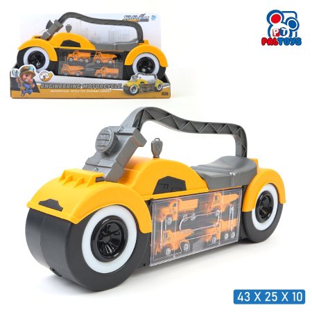 حقيبة سيارة سباق شفافة للأطفال مع تروس متحركة وسيارات حداد عدد 4